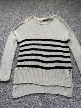 Striped Crewneck Sweater in Cream and Black